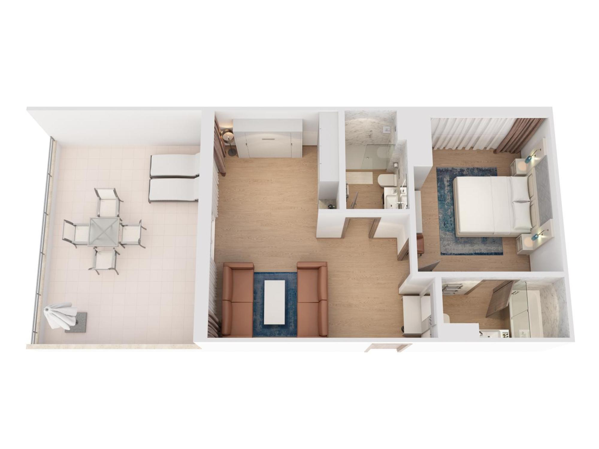 Hilton Rijeka Costabella Beach Resort And Spa Værelse billede 3D floor plan of a hotel room