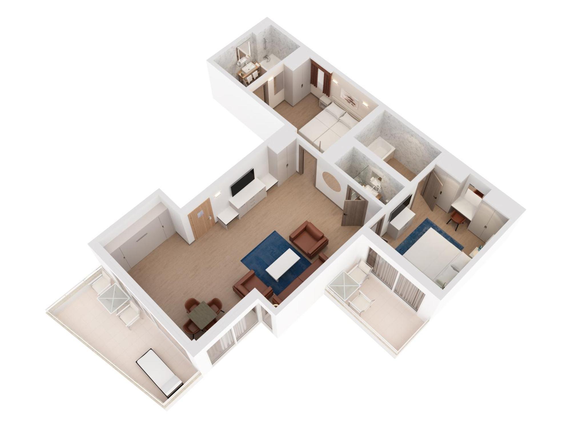 Hilton Rijeka Costabella Beach Resort And Spa Værelse billede 3D floor plan of a typical apartment